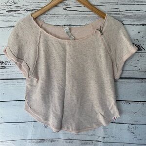 VIMMIA Women’s Heather Apricot Short Sleeve Cotton Blend Sweatshirt Top XS